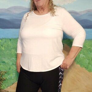 Max Studio Sheer White ¾ Sleeve Women’s Top Size XL